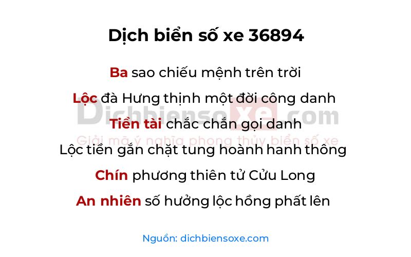 Dịch thơ biển số 36894
