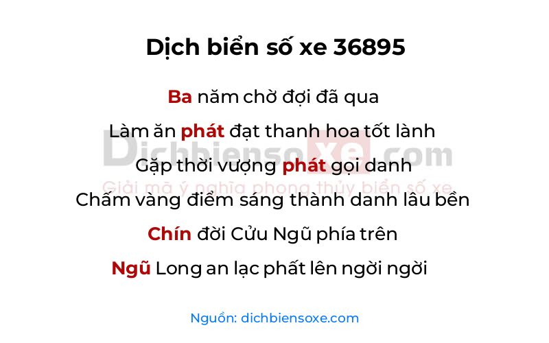 Dịch thơ biển số 36895