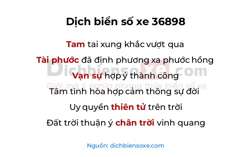 Dịch thơ biển số 36898