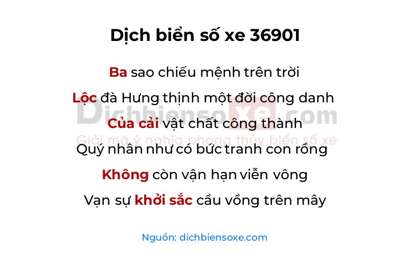 Dịch thơ biển số 36901