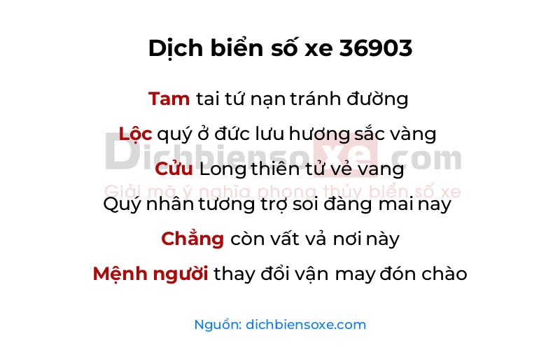 Dịch thơ biển số 36903