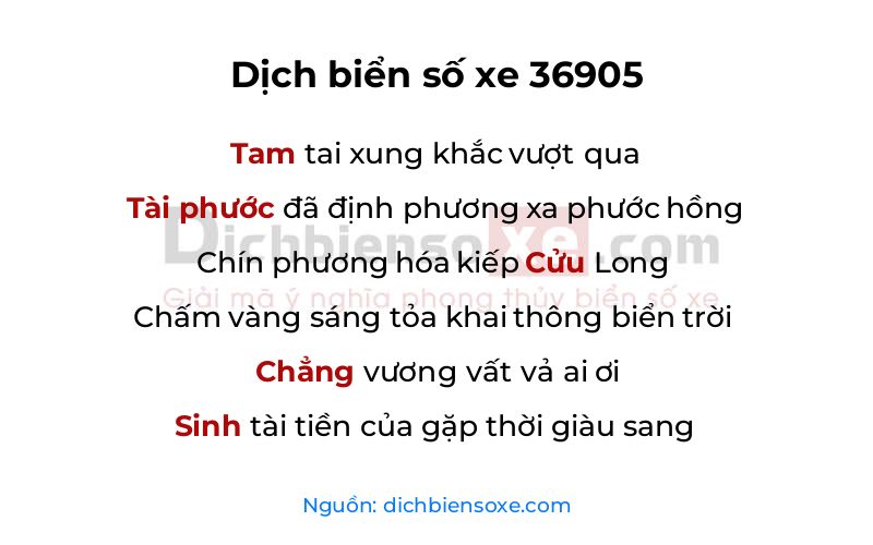 Dịch thơ biển số 36905