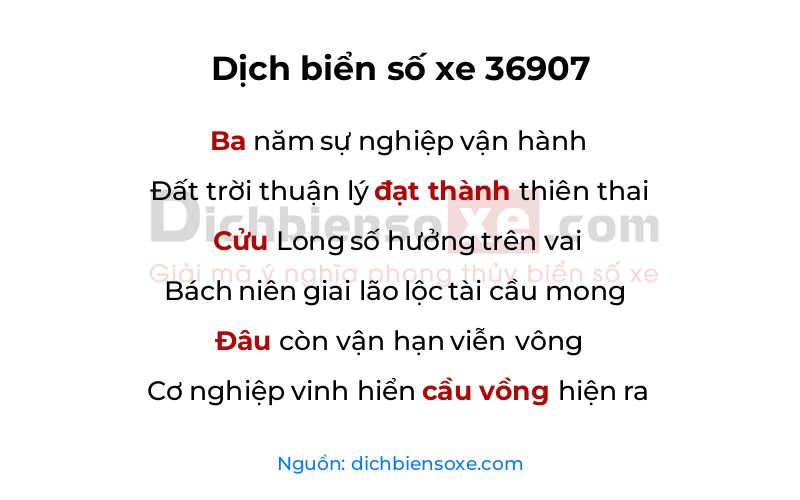 Dịch thơ biển số 36907