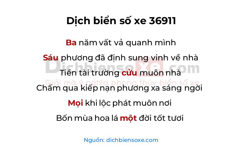 Dịch thơ biển số 36911