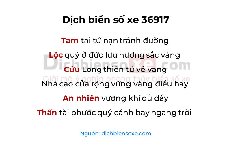 Dịch thơ biển số 36917