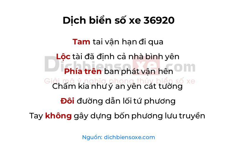 Dịch thơ biển số 36920