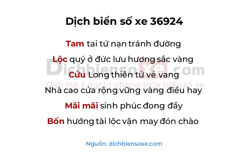 Dịch thơ biển số 36924