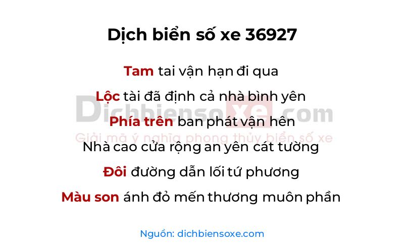 Dịch thơ biển số 36927