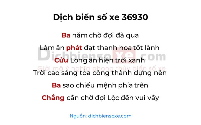 Dịch thơ biển số 36930