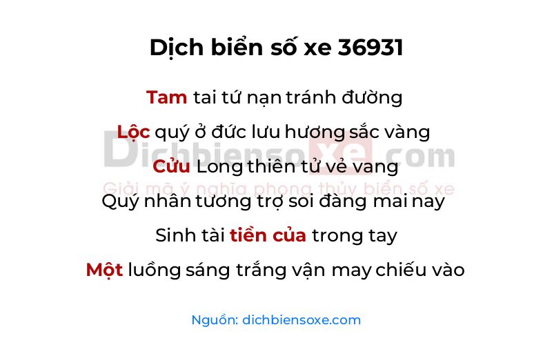 Dịch thơ biển số 36931