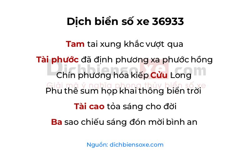 Dịch thơ biển số 36933