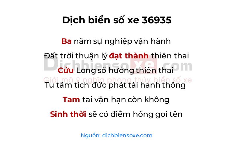 Dịch thơ biển số 36935