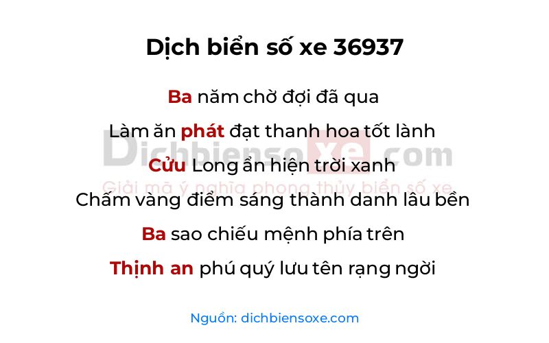 Dịch thơ biển số 36937