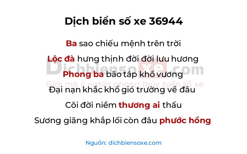 Dịch thơ biển số 36944