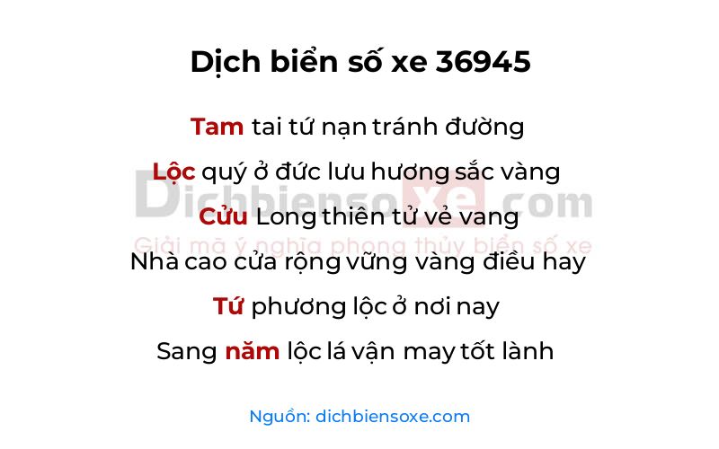 Dịch thơ biển số 36945