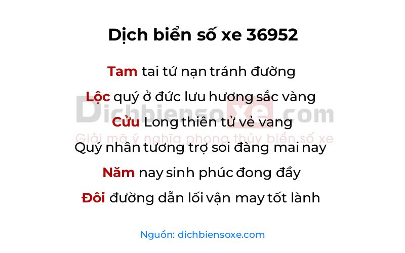 Dịch thơ biển số 36952