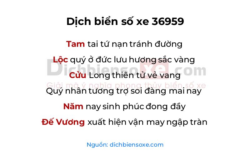 Dịch thơ biển số 36959