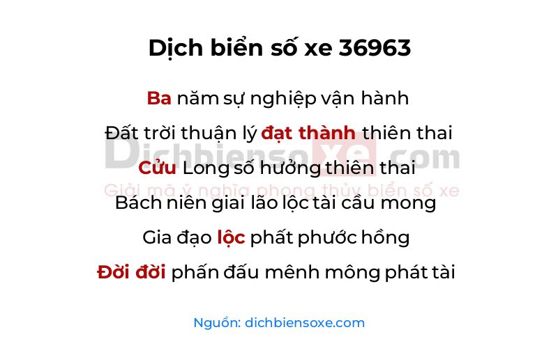 Dịch thơ biển số 36963