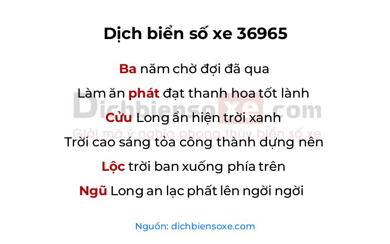Dịch thơ biển số 36965