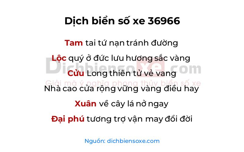 Dịch thơ biển số 36966
