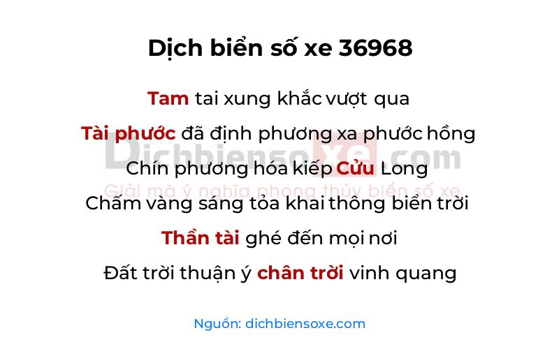 Dịch thơ biển số 36968