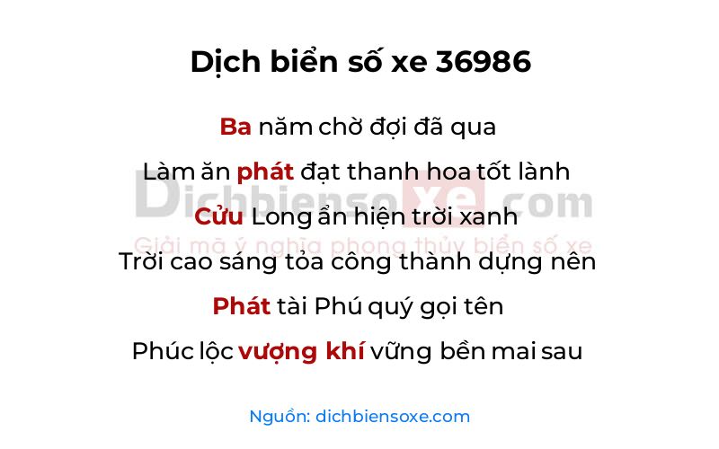 Dịch thơ biển số 36986