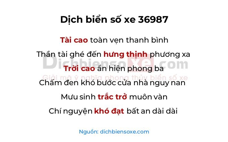 Dịch thơ biển số 36987