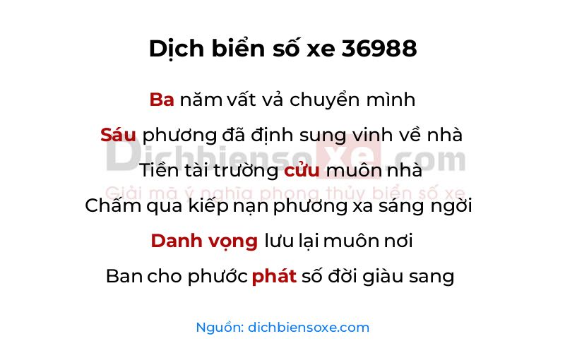Dịch thơ biển số 36988
