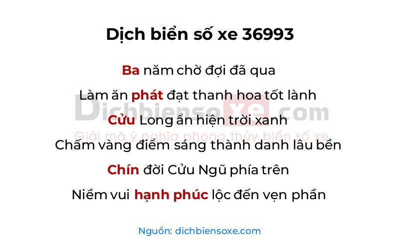 Dịch thơ biển số 36993
