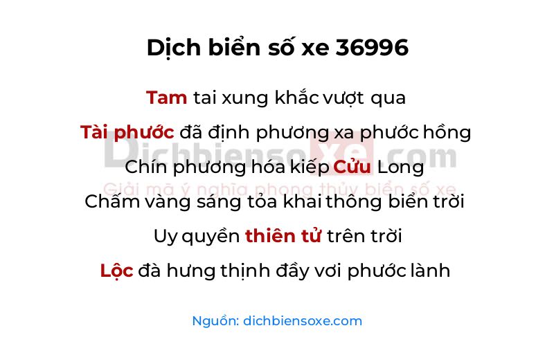 Dịch thơ biển số 36996
