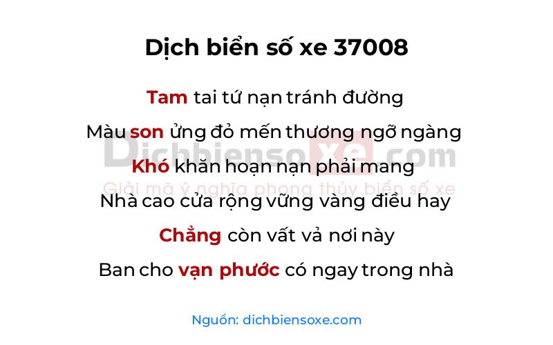 Dịch thơ biển số 37008