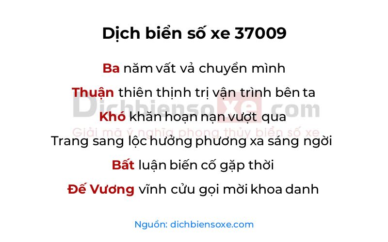 Dịch thơ biển số 37009
