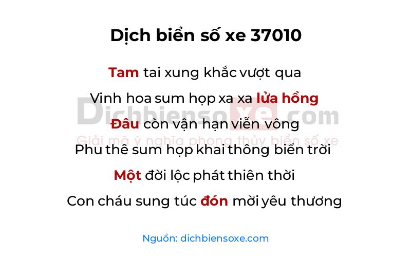 Dịch thơ biển số 37010