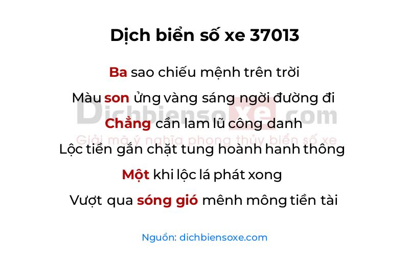 Dịch thơ biển số 37013