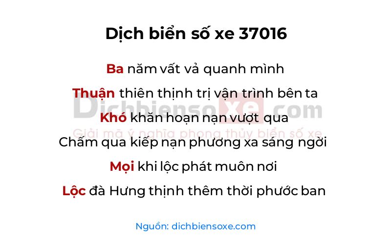 Dịch thơ biển số 37016