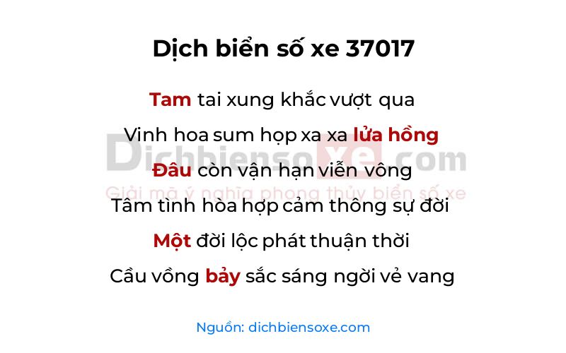 Dịch thơ biển số 37017