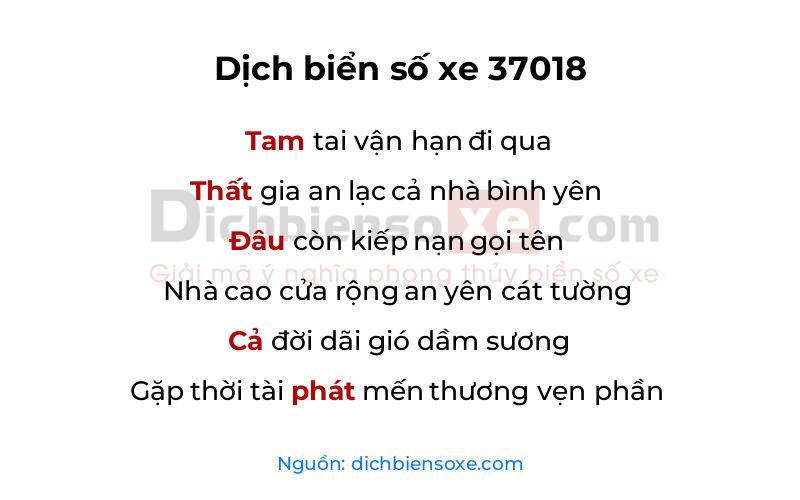 Dịch thơ biển số 37018