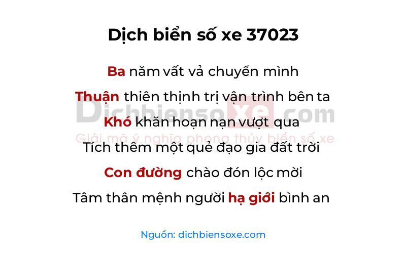 Dịch thơ biển số 37023