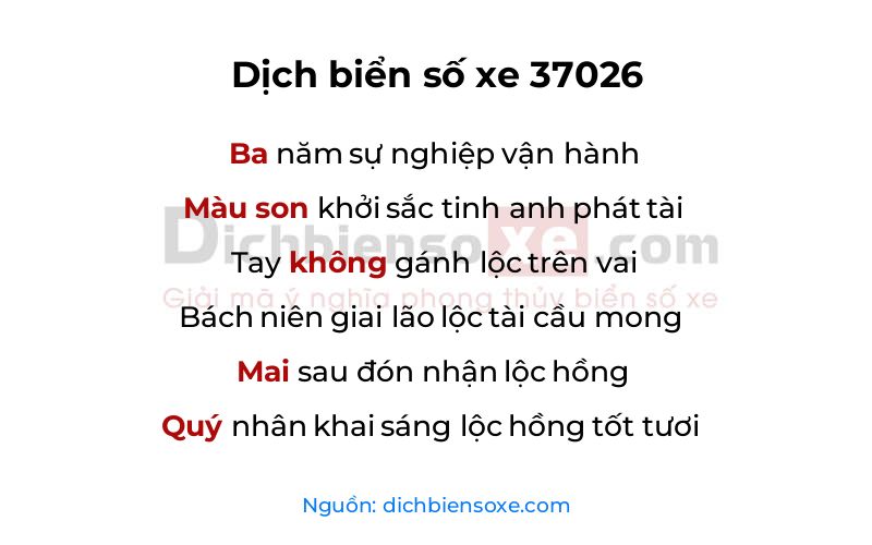 Dịch thơ biển số 37026
