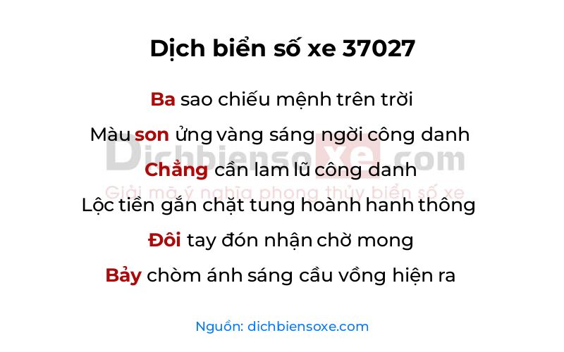Dịch thơ biển số 37027