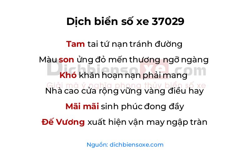 Dịch thơ biển số 37029