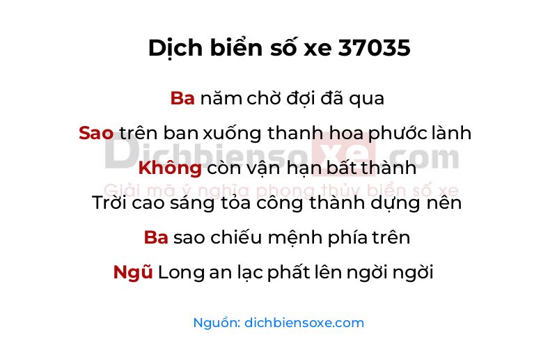 Dịch thơ biển số 37035