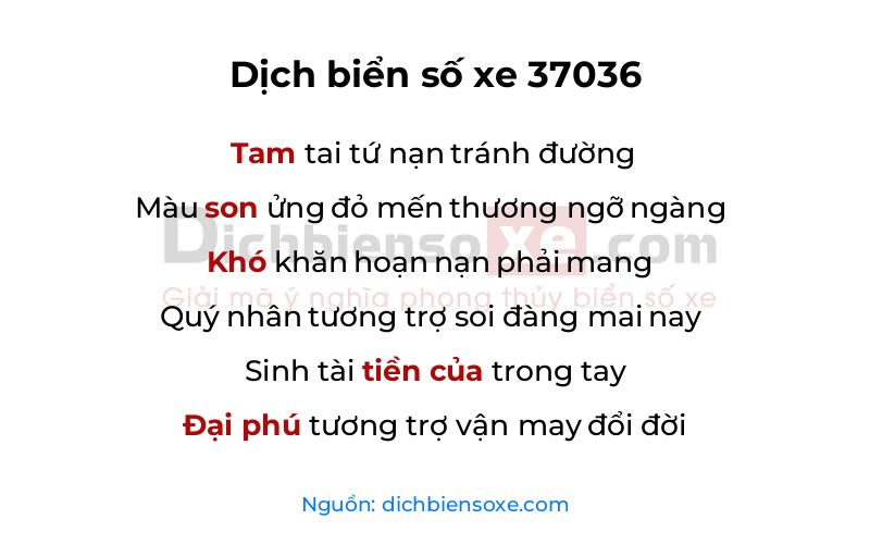 Dịch thơ biển số 37036