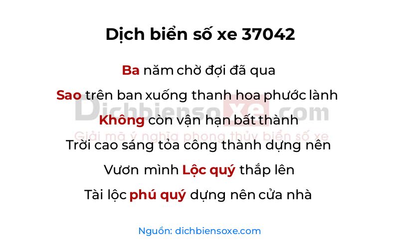 Dịch thơ biển số 37042