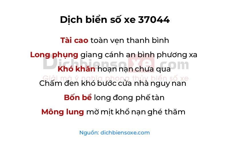 Dịch thơ biển số 37044
