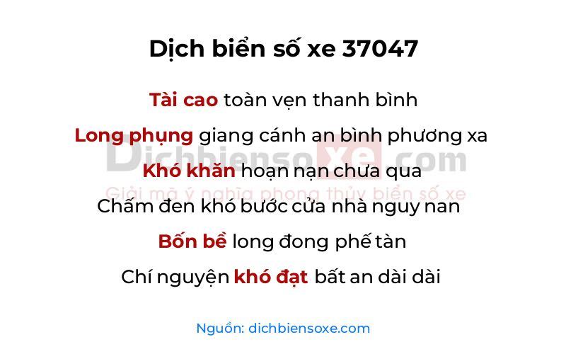 Dịch thơ biển số 37047