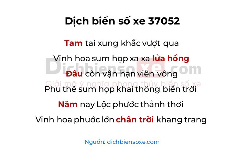 Dịch thơ biển số 37052