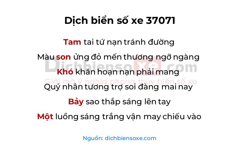 Dịch thơ biển số 37071