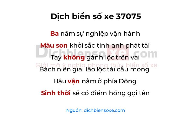 Dịch thơ biển số 37075