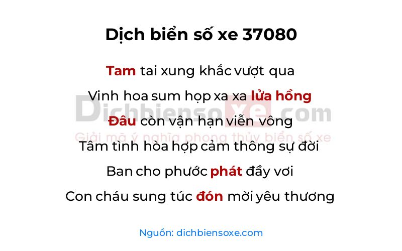 Dịch thơ biển số 37080